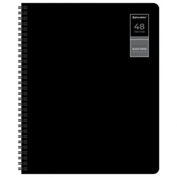 Тетради ДЭК А5 48 л. КОМПЛЕКТ 4 шт., BRAUBERG, гребень, клетка, 80г/м, SoftTouch, "Black Classic", 405578