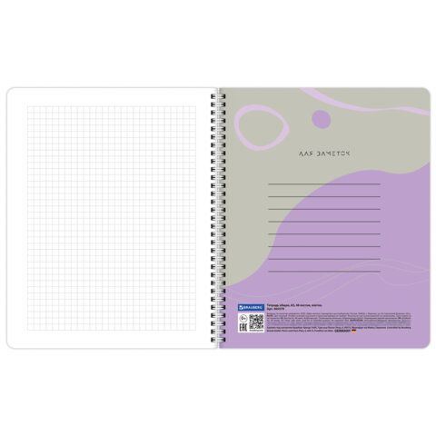 Тетради ДЭК А5 48 л. КОМПЛЕКТ 4 шт., BRAUBERG, гребень, клетка, 80 г/м2, SoftTouch, Minimal, 405579