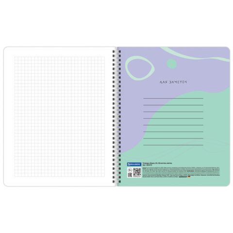 Тетради ДЭК А5 48 л. КОМПЛЕКТ 4 шт., BRAUBERG, гребень, клетка, 80 г/м2, SoftTouch, Minimal, 405579
