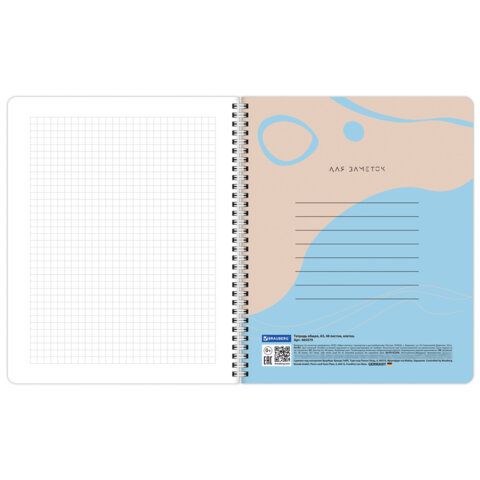 Тетради ДЭК А5 48 л. КОМПЛЕКТ 4 шт., BRAUBERG, гребень, клетка, 80 г/м2, SoftTouch, Minimal, 405579