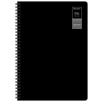 Тетради ДЭК А4 96 л. КОМПЛЕКТ 2 шт., BRAUBERG, гребень, клетка, 80 г/м2, SoftTouch, "Black Classic", 405584