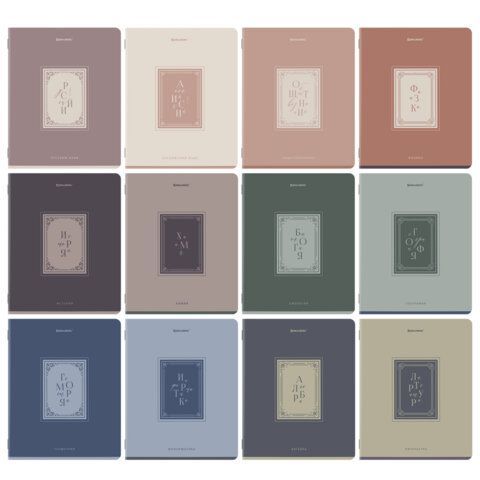 Тетради предметные, КОМПЛЕКТ 12 ПРЕДМЕТОВ, 48л, рельефный картон, BRAUBERG, ВИНТАЖ, 405603