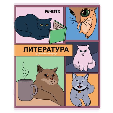 Тетради предметные, КОМПЛЕКТ 12 ПРЕДМЕТОВ, 48л, TWIN лак, FUNSTER, МЕМНЫЕ КОТЫ, 405604