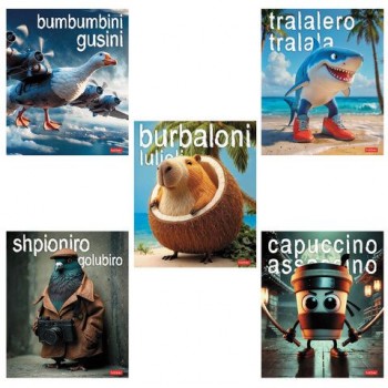 Тетрадь А5 48л. HATBER 25 шт. скоба, клетка, обложка картон, Brain rot content (микс в спайк, 48Т5В1