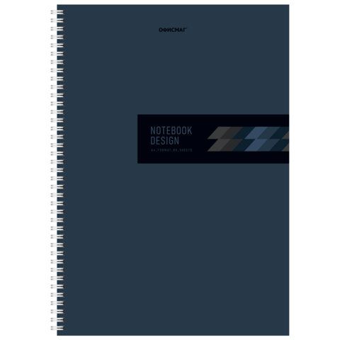 Тетрадь А4, 80 л., ОФИСМАГ, гребень, клетка, обложка картон, ТЕМНАЯ, 405633