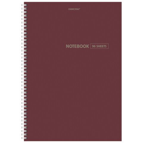 Тетрадь А4, 96 л., ОФИСМАГ, гребень, клетка, обложка картон, МОРАНДИ, 405635