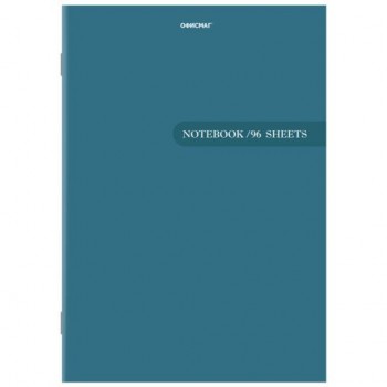 Тетрадь А4, 96 л., ОФИСМАГ скоба, клетка, обложка картон, СИНЯЯ, 405637