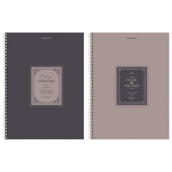 Тетрадь А4, 120 л., BRAUBERG, гребень, клетка, матовая ламинация, "Винтаж", 405644