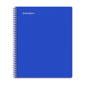 Тетрадь обложка пластик, А5, 96 л., гребень, клетка, фольга, МИНПРОМТОРГ, BRAUBERG 12 шт., Синяя, 405652