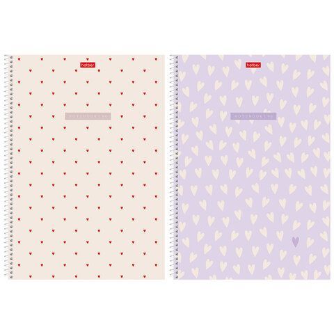 Тетрадь А4 96л. HATBER спираль, линия, тиснение, LOVE IS....(микс в спайке), 093597, 96Т4тВ2сп