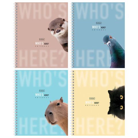 Тетрадь А5 48 л. HATBER 20 шт. гребень, клетка, Soft-touch ламинация, "Кто здесь?" (микс в спайке), 48Т5лВ1гр