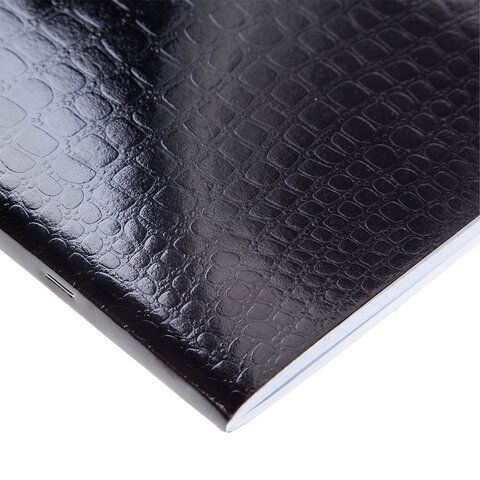 Тетрадь бумвинил А4 96л. скоба, офсет №1, клетка, ЧЕРНАЯ Metallic, тиснение CROCO, HA, 96Т4бвВ3