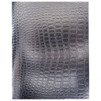 Тетрадь бумвинил А5 48л. скоба, офсет №1, клетка, с полями, СЕРЕБРО Metallic CROCO, H, 48Т5бвВ1