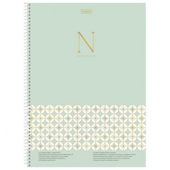 Тетрадь А4 160л. HATBER спираль, клетка, обложка твердая, глянцевая, 4 разделителя,Гр, 160Ттр4В1сп_355