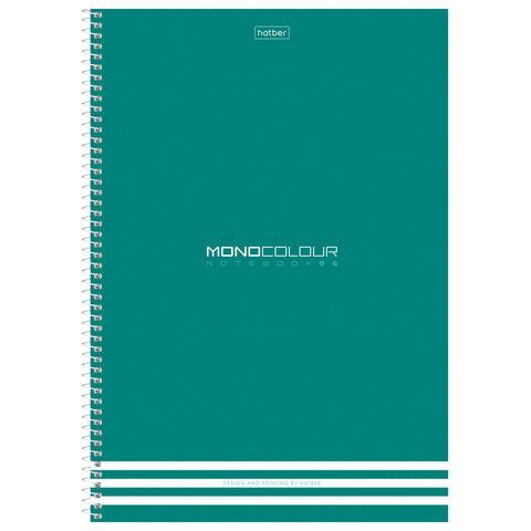 Тетрадь А4 96л. HATBER спираль, клетка, матовая ламинация, тиснение, MONOCOLOUR (микс, 96Т4лтВ1сп