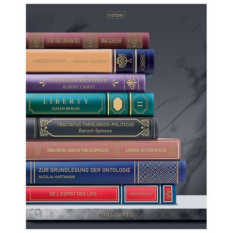 Тетрадь А5 48л. HATBER 20 шт. скоба, клетка, Soft-touch ламинац, 3D фольга, Золотые страницы, 48Т5лофВ1