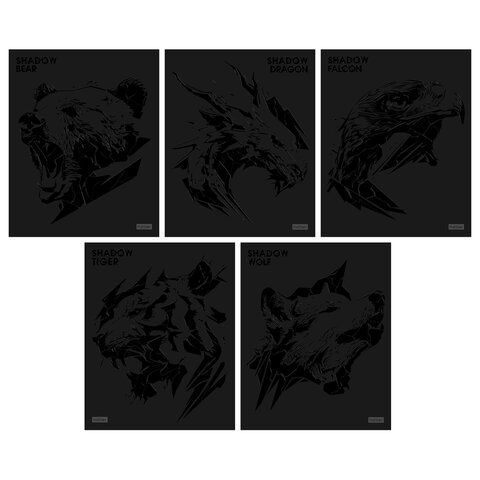Тетрадь А5 48л. HATBER 20 шт. скоба, клетка, матовая ламинация, 3D лак, Shadow (микс в спайк, 48Т5лолВ1