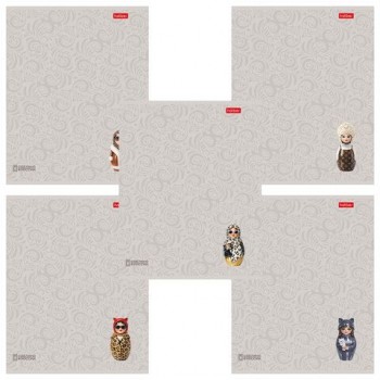 Тетрадь А5 48л. HATBER 20 шт. скоба, линия, Soft-touch ламинация, 3D лак, Матрешки (микс в с, 48Т5лолВ2