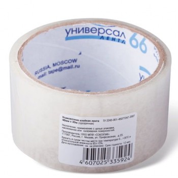 Клейкая лента упаковочная, 48 мм х 30 м, прозрачная, толщина 38 микрон, UNIVERSAL 12 шт., 39661