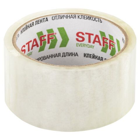 Клейкая лента упаковочная 48 мм x 40 м, прозрачная, толщина 40 микрон, STAFF 6 шт., 440087