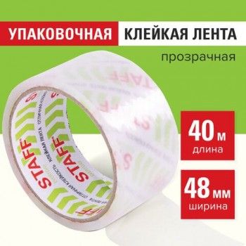 Клейкая лента упаковочная 48 мм x 40 м, прозрачная, толщина 40 микрон, STAFF 6 шт. CLASSIC, 440176