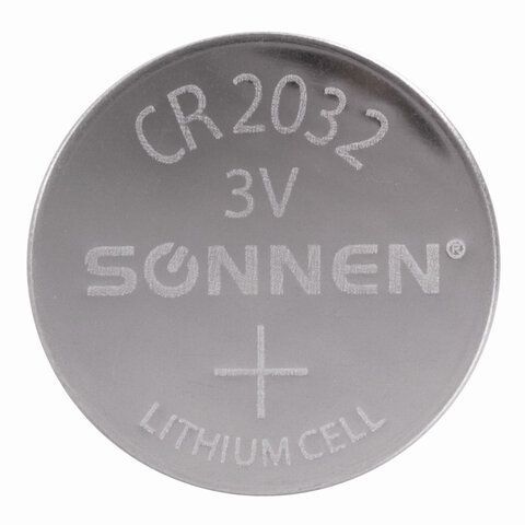 Батарейка SONNEN 10 шт. Lithium, CR2032, литиевая, 1 шт., в блистере, 451974