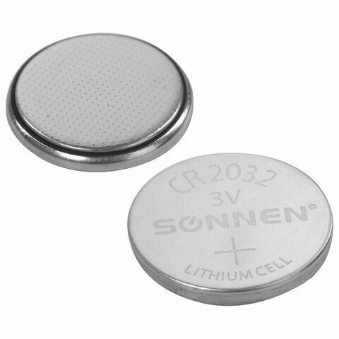 Батарейка SONNEN 10 шт. Lithium, CR2032, литиевая, 1 шт., в блистере, 451974