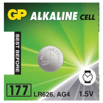 Батарейка GP 10 шт. Alkaline 177 (G4, LR626), алкалиновая, 1 шт., в блистере (отрывной блок), 177-2CY, 4891199026690