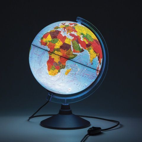 Глобус физический/политический GLOBEN &quot;Классик Евро&quot;, диаметр 250 мм, рельефный, с подсветкой, Ке022500195