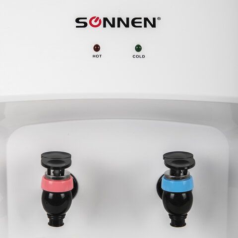 Кулер для воды SONNEN TSE-02WT, настольный, НАГРЕВ/ОХЛАЖДЕНИЕ ЭЛЕКТРОННОЕ, 2 крана, белый, 455413