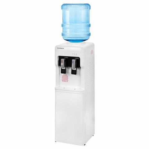 Кулер для воды SONNEN FSE-02A, напольный, НАГРЕВ/ОХЛАЖДЕНИЕ ЭЛЕКТРОННОЕ, 2 крана, белый, 455421
