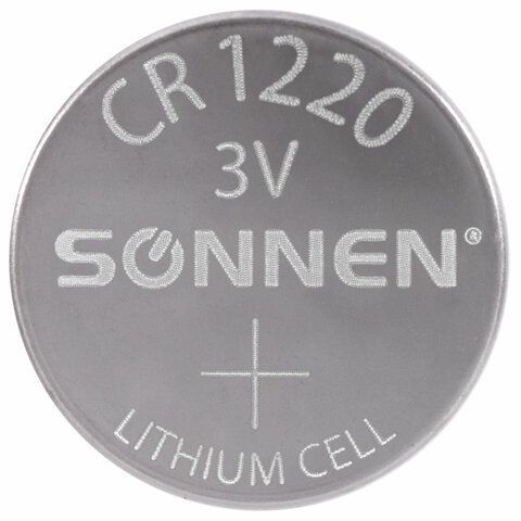 Батарейка литиевая CR1220 1 шт. &quot;таблетка, дисковая, кнопочная&quot;, SONNEN Lithium, в блистере, 455597