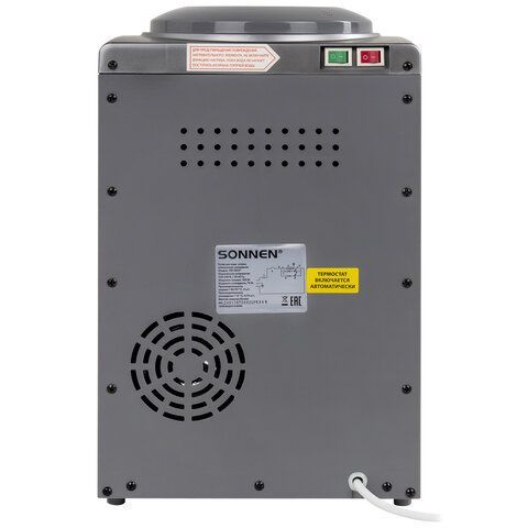 Кулер для воды SONNEN TSE-02GP, настольный, НАГРЕВ/ОХЛАЖДЕНИЕ ЭЛЕКТРОННОЕ, 2 крана, серебристый, 455745