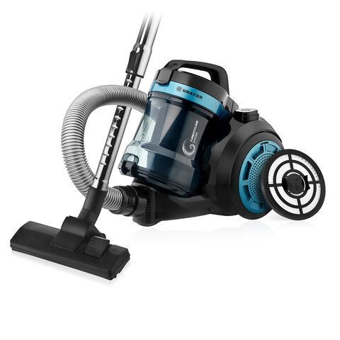 Пылесос BRAYER BR4200 с контейнером &quot;циклон&quot;, 1800 Вт, мощность всасывания 400 Вт, черный/синий