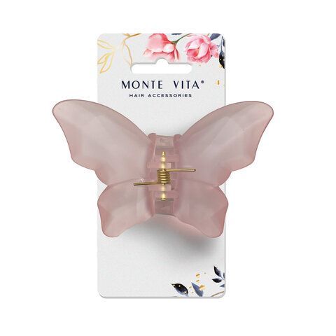 Краб для волос &quot;Бабочка&quot;, 8,5 см, матовый, розовый MONTE VITA 12 шт. 457015
