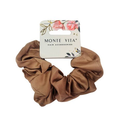 Резинка для волос 5*20 см, скранч, коричневый MONTE VITA 12 шт. 457071