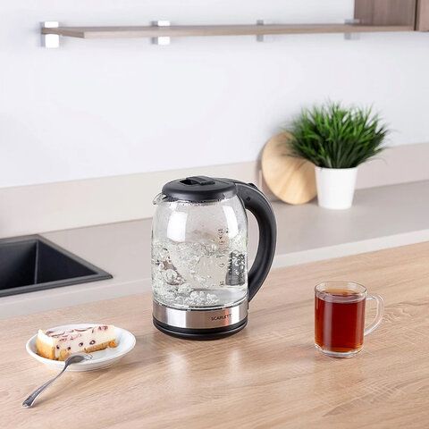 Чайник SCARLETT SC-EK27G10, 1,8л, 1800Вт, закрытый нагревательный элемент, стекло, че