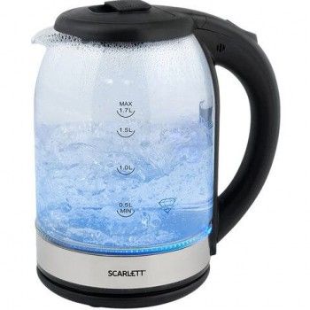 Чайник SCARLETT SC-EK27G10, 1,8л, 1800Вт, закрытый нагревательный элемент, стекло, че