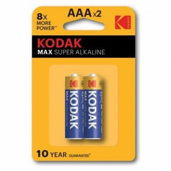 Батарейки алкалиновые "мизинчиковые" КОМПЛЕКТ 2 шт KODAK Max Super Alkaline, ААА (LR0, Б0005132