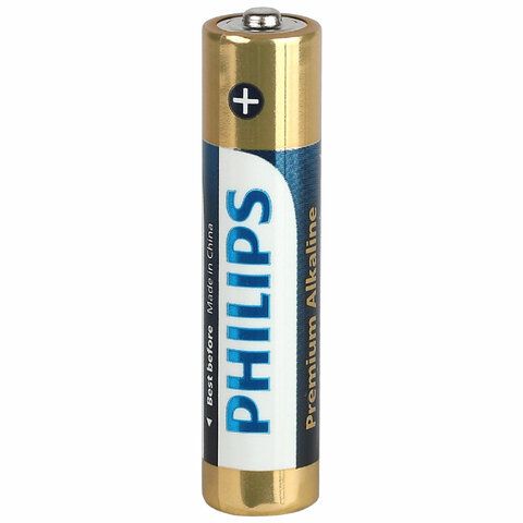 Батарейки алкалиновые &quot;мизинчиковые&quot; КОМПЛЕКТ 4 шт PHILIPS Premium Alkaline, ААА (LR0, Б0062755