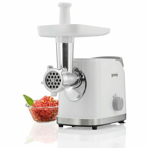 Мясорубка GORENJE MG1802SJW, 1800Вт, производительность 2,1кг/мин, 5 насадок, реверс,