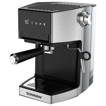 Кофеварка рожковая с сенсорной панелью SONNEN CM-2066, ручной капучинатор, дисплей, 1 л, 950 Вт, 19 бар, 457882