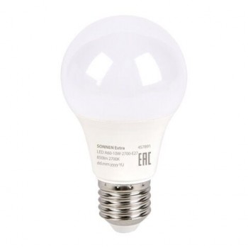 Лампа светодиодная SONNEN 20 шт. EXTRA, 10 (85) Вт, Е27, груша, теплый белый, 30000 ч, LED A60-10W-2700-Е27, 457891