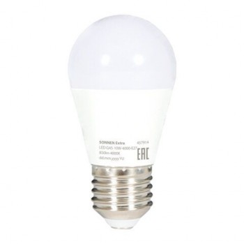 Лампа светодиодная SONNEN 20 шт. EXTRA, 10 (85) Вт, E27, шар, нейтральный белый, 30000 ч, LED G45-10W-4000-Е27, 457914