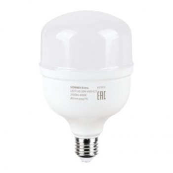 Лампа светодиодная SONNEN EXTRA, 30 (250) Вт, Е27, цилиндр, нейтральный белый, 30000 ч, LED Т100-30W-4000-Е27, 457915