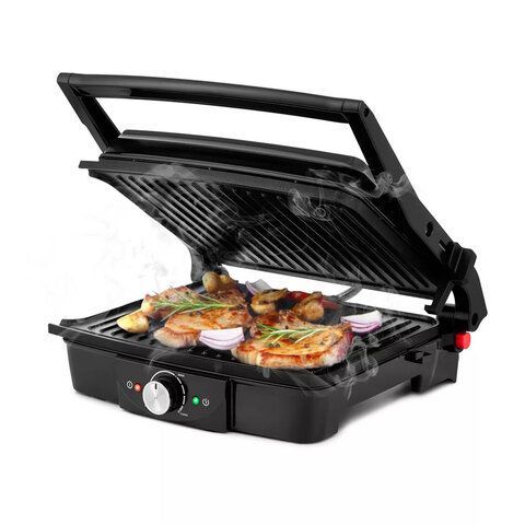 Электрогриль KITFORT KT-1656, 2000 Вт, фиксированные панели, регулировка температуры, серебристый