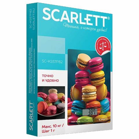 Весы кухонные SCARLETT SC-KS57P82, электронный дисплей, max вес 10кг, тарокомпенсация