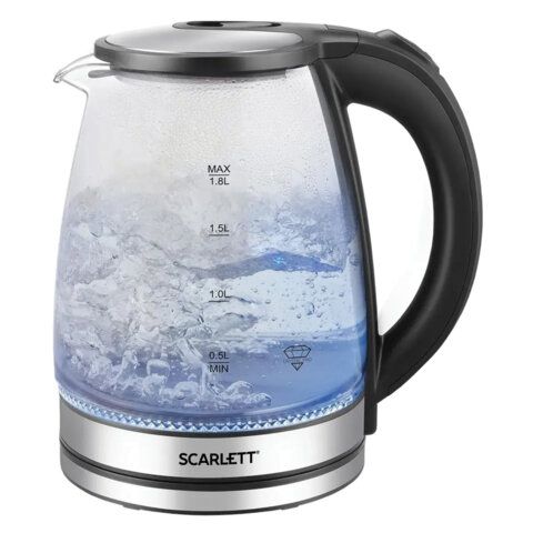 Чайник SCARLETT SC-EK27G103, 1,8л, 1800Вт, закрытый нагревательный элемент, стекло, ч