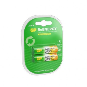 Батарейки аккумуляторные GP ReEnergy Ni-Mh пальчиковые КОМПЛЕКТ 2 шт АА (HR6) 2600 mA, 270AAHCRGY-2CR