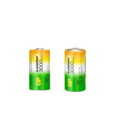 Батарейки аккумуляторные GP ReEnergy Ni-Mh КОМПЛЕКТ 2 шт С (HR14) 3000 mAh, 300CHCRGY, 300CHCRGY-2CRC